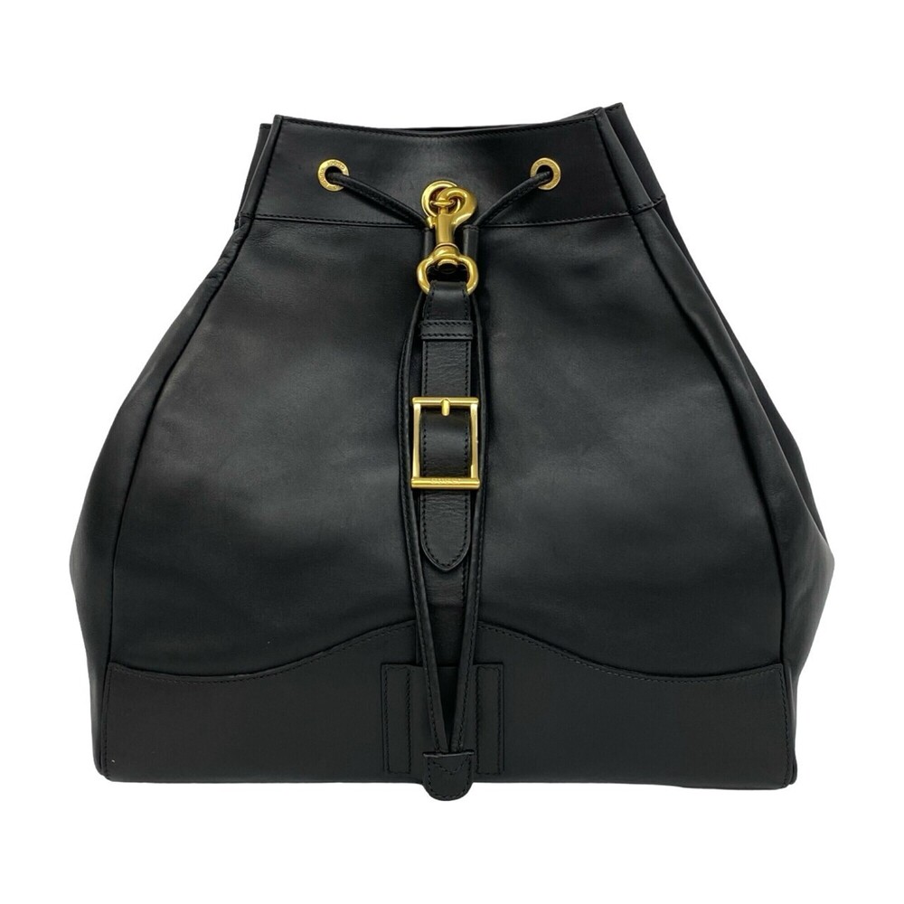 GUCCI (Old Gucci) Vintage Logo Hardware Leather Drawstring Backpack Daypack B...